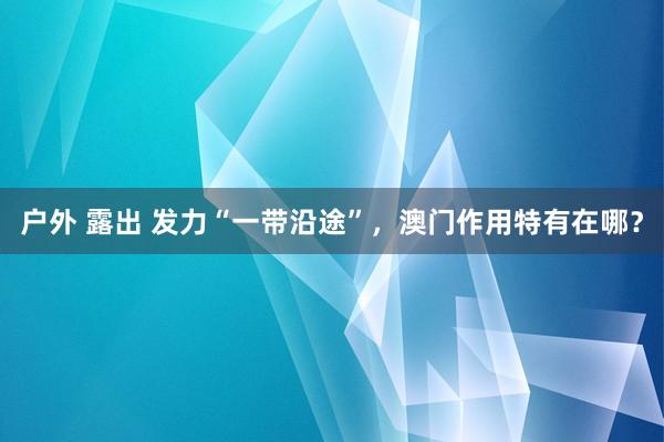 户外 露出 发力“一带沿途”，澳门作用特有在哪？