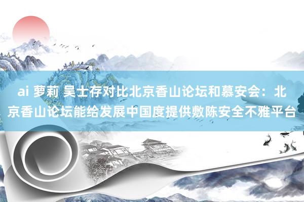 ai 萝莉 吴士存对比北京香山论坛和慕安会：北京香山论坛能给发展中国度提供敷陈安全不雅平台