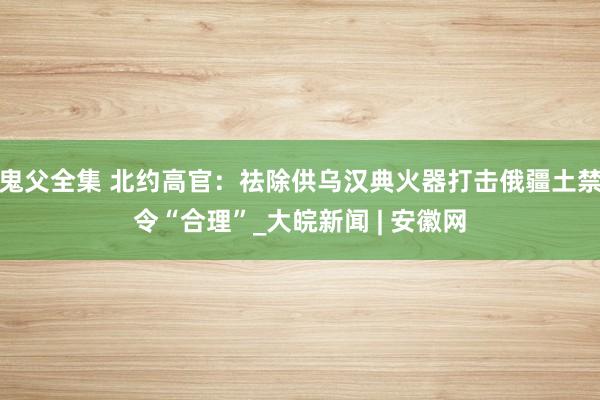 鬼父全集 北约高官：祛除供乌汉典火器打击俄疆土禁令“合理”_大皖新闻 | 安徽网