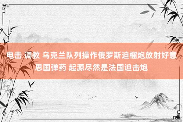 电击 调教 乌克兰队列操作俄罗斯迫榴炮放射好意思国弹药 起源尽然是法国迫击炮