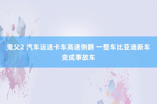 鬼父2 汽车运送卡车高速侧翻 一整车比亚迪新车变成事故车