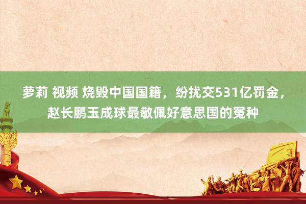 萝莉 视频 烧毁中国国籍，纷扰交531亿罚金，赵长鹏玉成球最敬佩好意思国的冤种