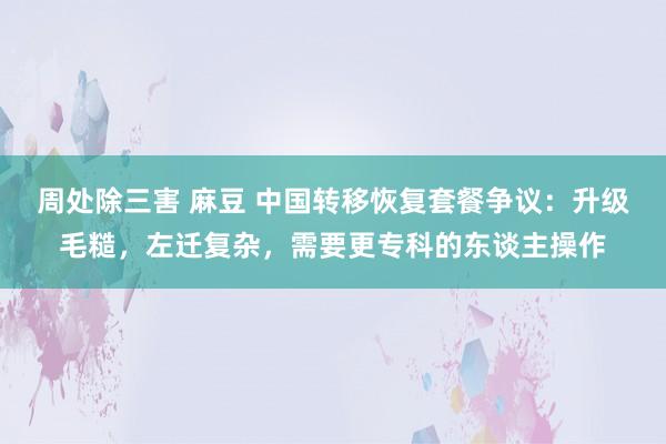 周处除三害 麻豆 中国转移恢复套餐争议：升级毛糙，左迁复杂，需要更专科的东谈主操作