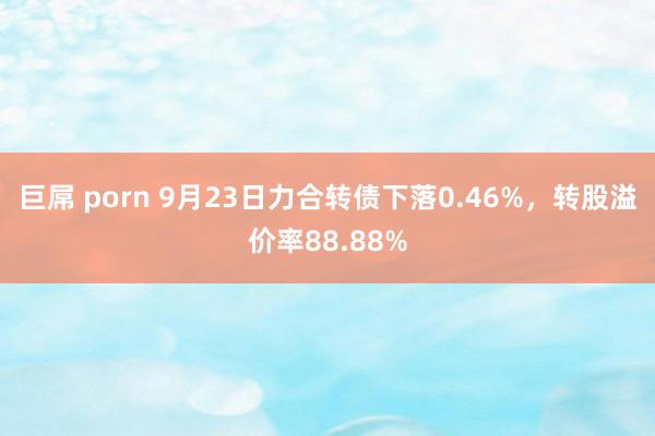 巨屌 porn 9月23日力合转债下落0.46%，转股溢价率88.88%