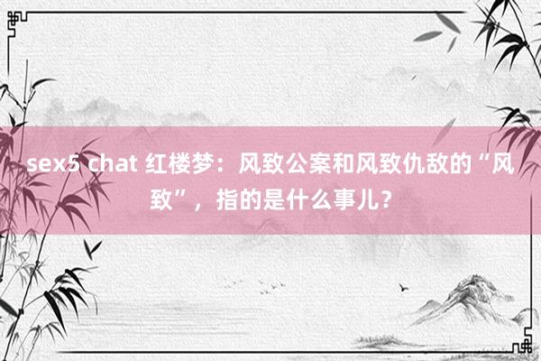 sex5 chat 红楼梦：风致公案和风致仇敌的“风致”，指的是什么事儿？