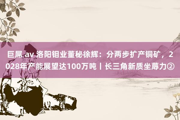 巨屌 av 洛阳钼业董秘徐辉：分两步扩产铜矿，2028年产能展望达100万吨丨长三角新质坐蓐力②