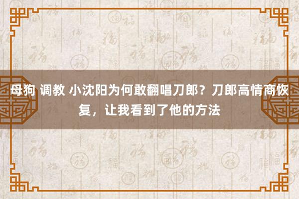 母狗 调教 小沈阳为何敢翻唱刀郎？刀郎高情商恢复，让我看到了他的方法