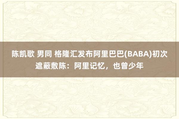 陈凯歌 男同 格隆汇发布阿里巴巴(BABA)初次遮蔽敷陈：阿里记忆，也曾少年