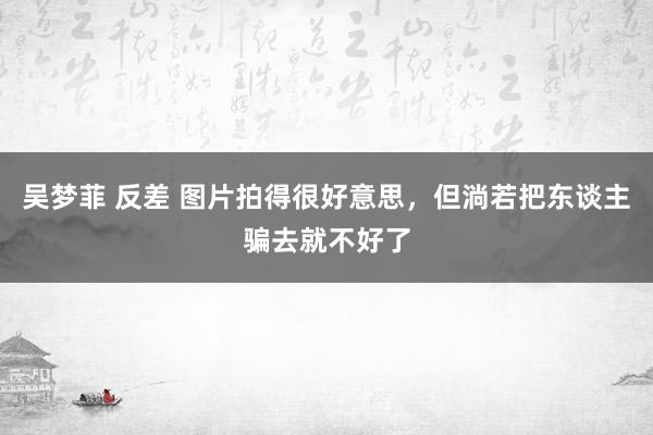 吴梦菲 反差 图片拍得很好意思，但淌若把东谈主骗去就不好了