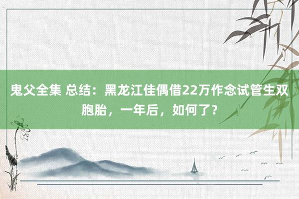 鬼父全集 总结：黑龙江佳偶借22万作念试管生双胞胎，一年后，如何了？