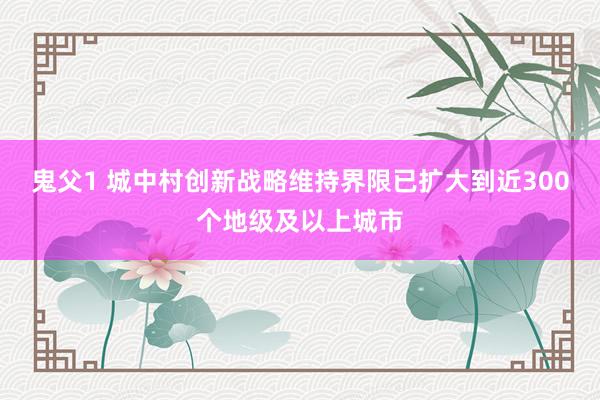 鬼父1 城中村创新战略维持界限已扩大到近300个地级及以上城市