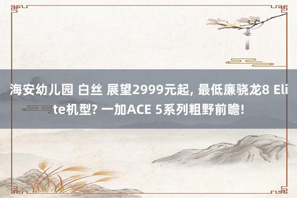 海安幼儿园 白丝 展望2999元起， 最低廉骁龙8 Elite机型? 一加ACE 5系列粗野前瞻!