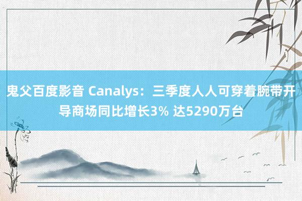 鬼父百度影音 Canalys：三季度人人可穿着腕带开导商场同比增长3% 达5290万台