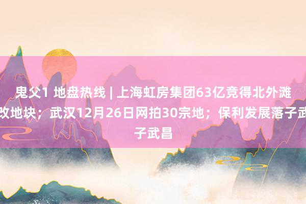 鬼父1 地盘热线 | 上海虹房集团63亿竞得北外滩旧改地块；武汉12月26日网拍30宗地；保利发展落子武昌