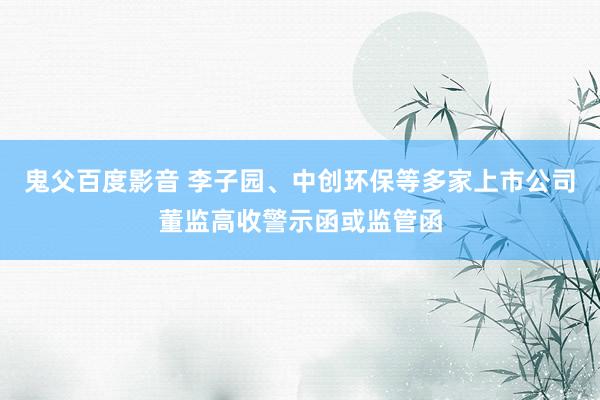 鬼父百度影音 李子园、中创环保等多家上市公司董监高收警示函或监管函