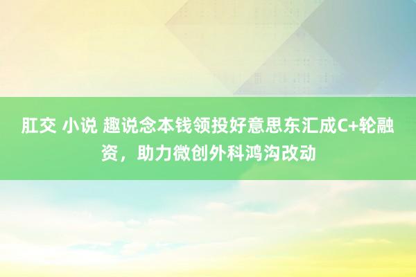 肛交 小说 趣说念本钱领投好意思东汇成C+轮融资，助力微创外科鸿沟改动