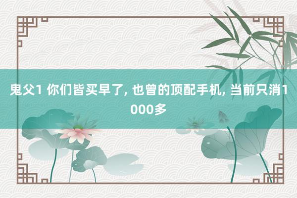 鬼父1 你们皆买早了， 也曾的顶配手机， 当前只消1000多