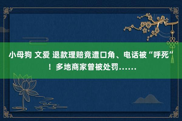 小母狗 文爱 退款理赔竟遭口角、电话被“呼死” ！多地商家曾被处罚……