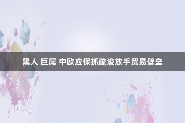 黑人 巨屌 中欧应保抓疏浚放手贸易壁垒