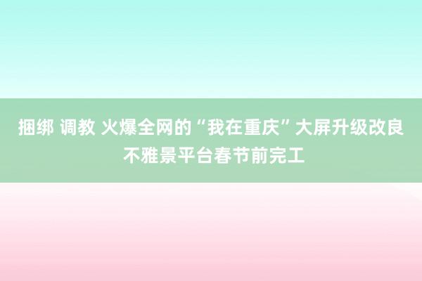 捆绑 调教 火爆全网的“我在重庆”大屏升级改良 不雅景平台春节前完工