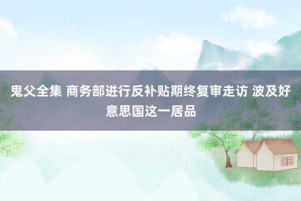 鬼父全集 商务部进行反补贴期终复审走访 波及好意思国这一居品