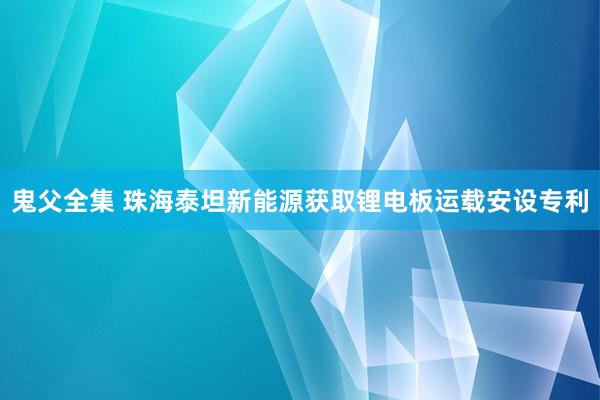 鬼父全集 珠海泰坦新能源获取锂电板运载安设专利