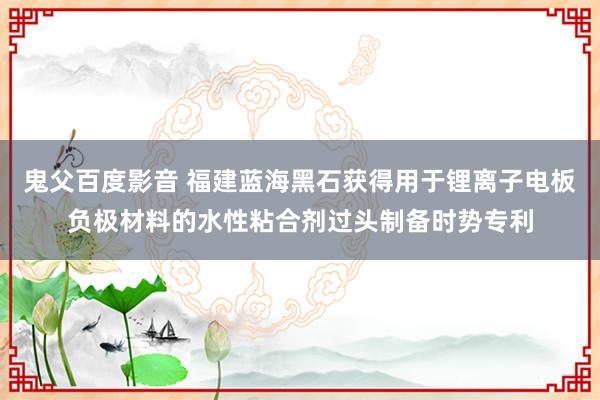 鬼父百度影音 福建蓝海黑石获得用于锂离子电板负极材料的水性粘合剂过头制备时势专利