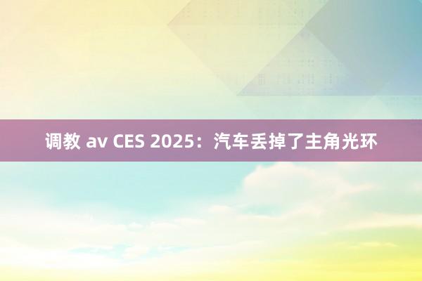 调教 av CES 2025：汽车丢掉了主角光环